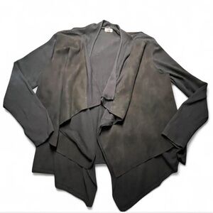 SIONI Black Suede/Sweater Waterfall open front Jacket,XL
